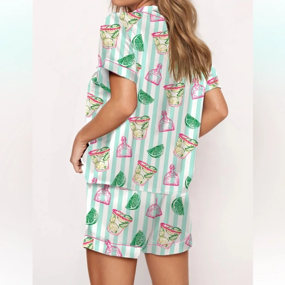 Spicy Margarita Silky Satin Pajama Set - Picture 2 of 2
